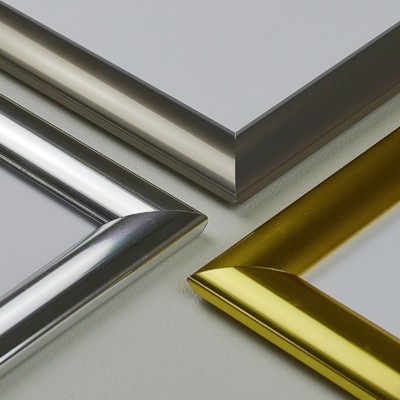 Gold, chrome and stainless steel snap frames