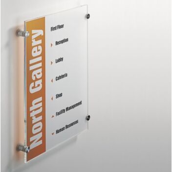 Acrylic signage in A3 size displaying building directions