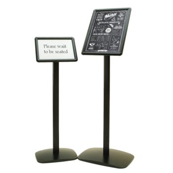 Black angled menu stands