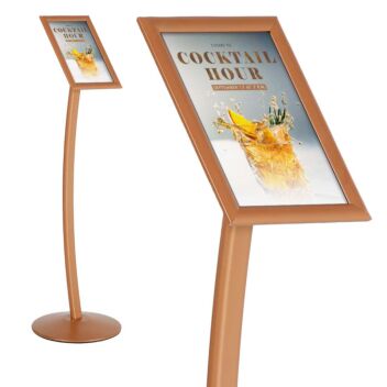 A3 Floor display stand in a copper colour finish