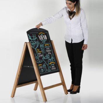 Slide-in chalkboard panels for A-frame sign holder