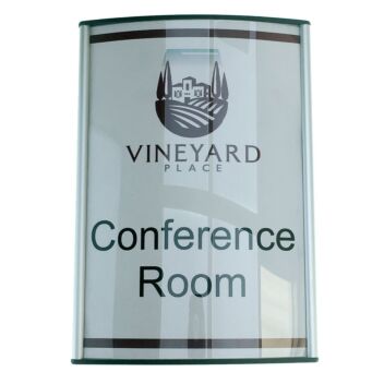 Portrait aluminium sign frame for a conference room
