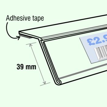 Angled data strip with adhesive tape