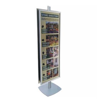 Double-sided large poster stand giving store directions