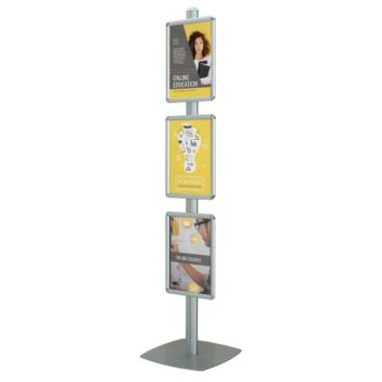 Tall A3 poster stand with 3 A3 poster frames advertising online courses
