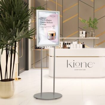 A2 poster stand for promoting luxury beauty products