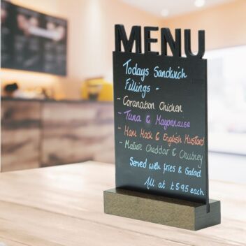 Tabletop Menu chalkboard in cafe