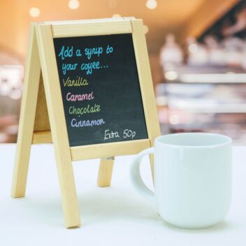 Small table top wooden blackboard A Boards - used with liquid chalk pens