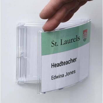 Small curved door sign holder for office identification