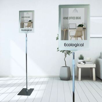 A3 sign stand with chrome leg and base