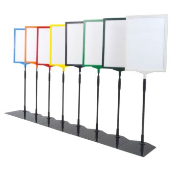 Adjustable sign stands for tabletop in a range of colours
