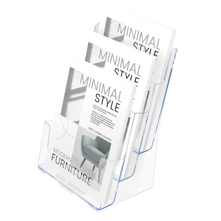 Marketing Holders Tiered Brochure Holder – Clear Acrylic For Trifolds & Flyers (Wall Or Countertop)