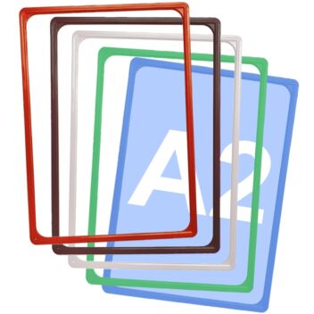 A2 size plastic frames in a variety of colours