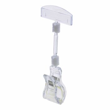 Clip on sign holder with extended arm