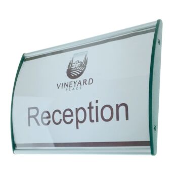A5 curved sign holder for a reception sign