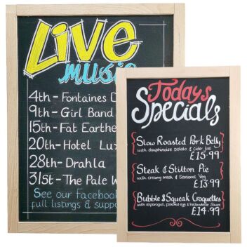Menu Board - Beechwood framed chalkboards
