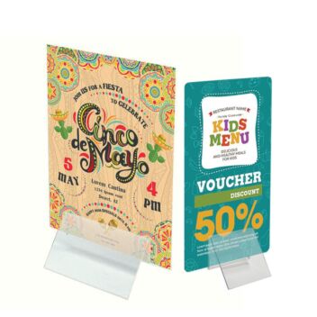 Acrylic menu holders in two sizes