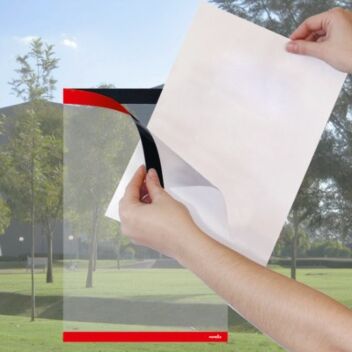 Reusable window sign poster holders - red magnetic border