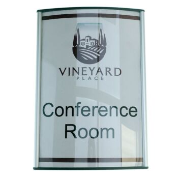 A5 Aluminium sign frame for a conference room fitted portrait