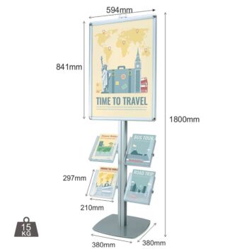 Dimensions of the A1 stand up advertising stand double-sided with brochure holders