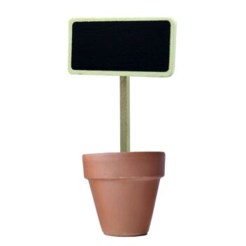 Mini wooden chalkboard stake in pot