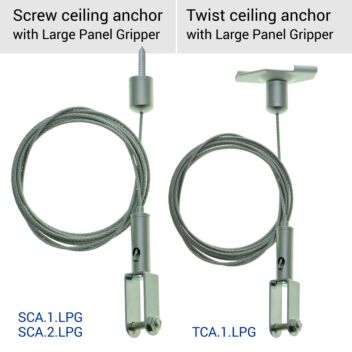 Types of ceiling anchor for panel gripper