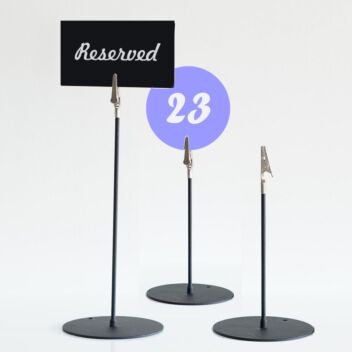 Crocodile clip card holders for tables