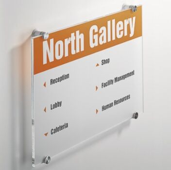 A3 Acrylic sign with 4 standoff fittings