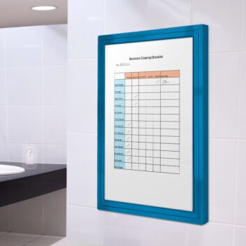 Plastic sign frames with adhesive fixings and coversheet