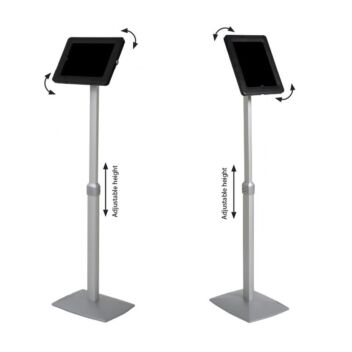 Flex height adjustable floor stand for iPad and tablet devices