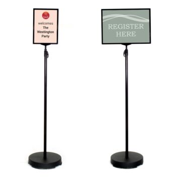 Floor standing signs A4 and A3 with covered base