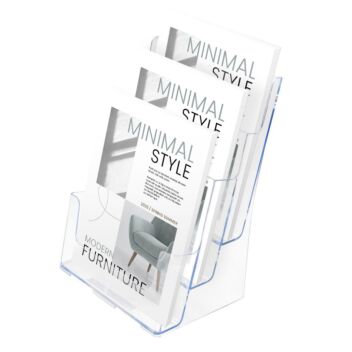 A4 and A5 literature dispenser - tiered 3-bay