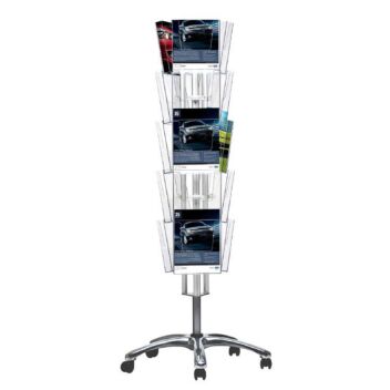 Brochure stand 3-sided with castors