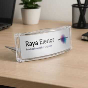 Executive Desk name holder - Curved polycarbonate 
