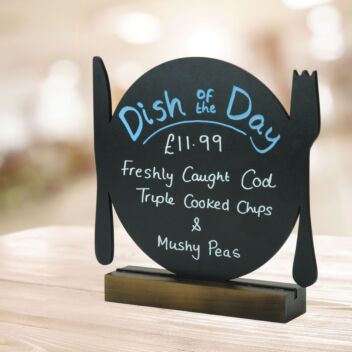 Dinner plate shape blackboard with stand