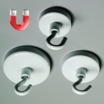 Round magnetic ceiling hooks in 3 sizes