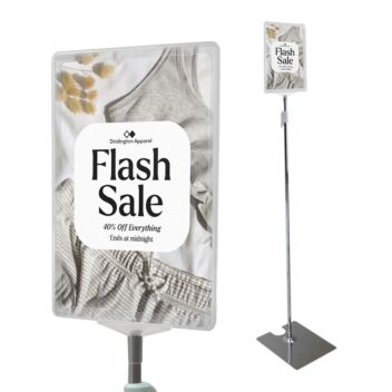 Chrome sign stand with adjustable height A4 A3