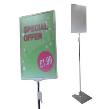 Chrome sign stand with adjustable height A4 A3