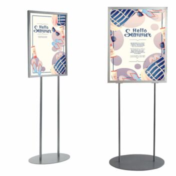 Poster stands A2 and A1 - top-loading silver frame