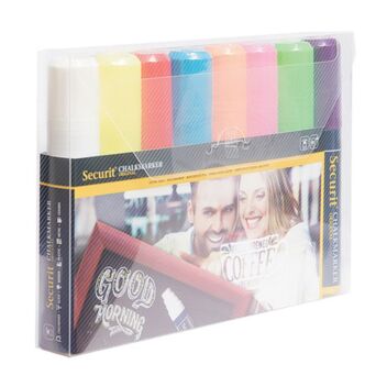 Set of 4 or 8 broad-nib wet-wipe chalk pens