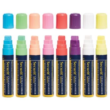 Set of 6 or 8 broad-nib wet-wipe chalk pens