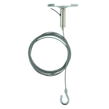 Suspended ceiling hangers with hook end cable