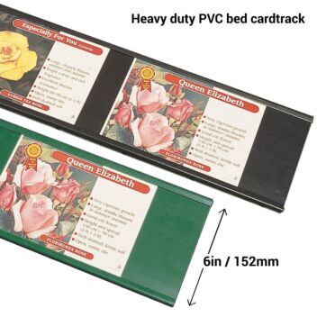 Plastic bed-card label track for garden centre tickets