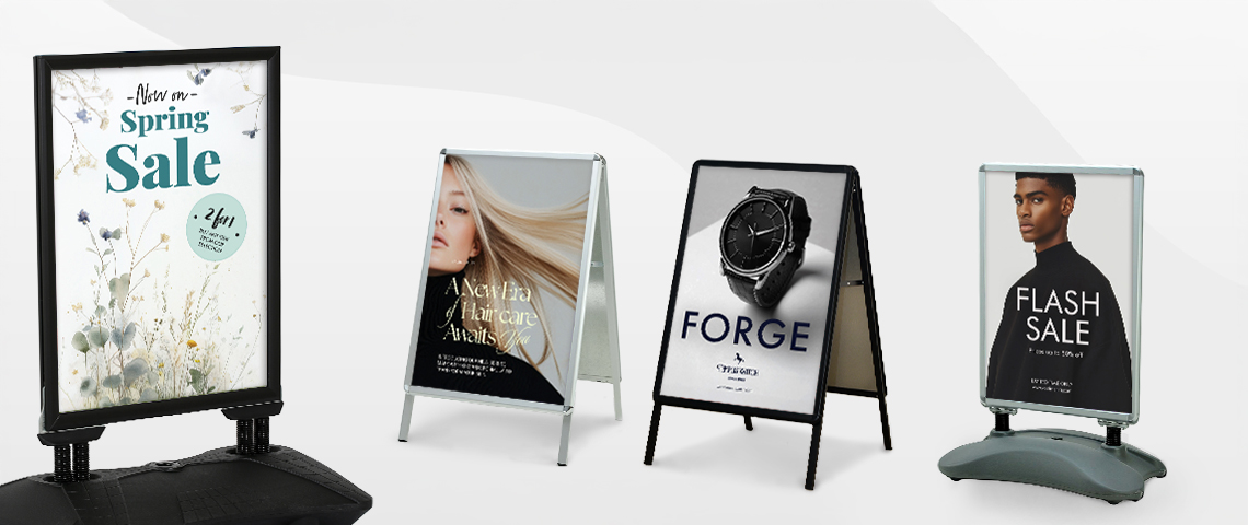 Pavement signs Pavement signs with posters